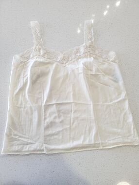 Vintage Plus Size Ivory Nylon Full Slip Lace Trim Camisole Top Canada 42
